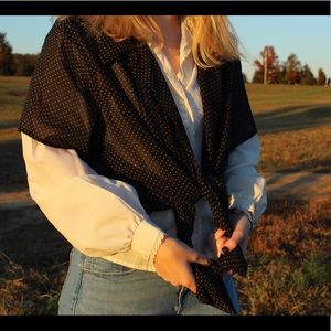 Black & White Polka Dot Sheer Button Up Blouse